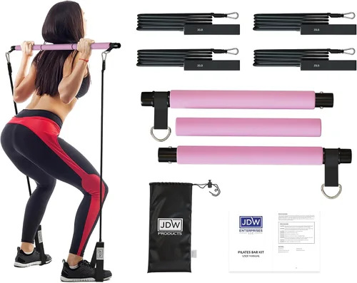 Kit de barra de pilates | 2 bandas estándar y 2 fuertes para entrenamiento de cuerpo completo | Bolsa de almacenamiento incluida | Equipo de fitness