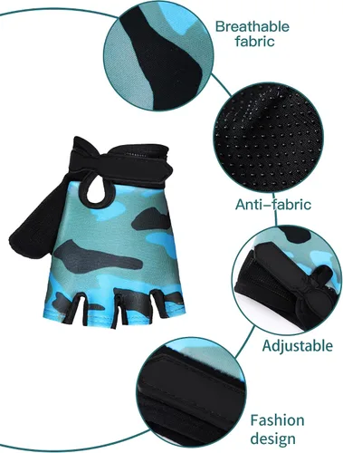 Miniatura 4 de 4 pares de guantes de ciclismo de medio dedo para niños, guantes deportivos antideslizantes para deportes al aire libre de verano para niños