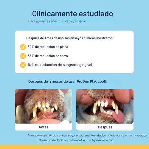 Miniatura 4 de ProDen PlaqueOff Polvo para mascotas - Ambientador de aliento para gatos y perros - Removedor de placa y sarro para el cuidado bucal de mascotas