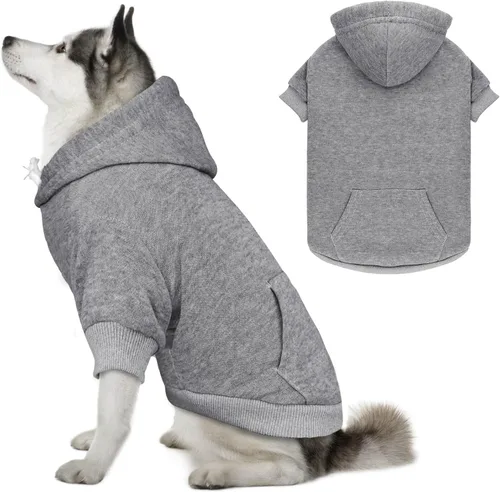 Miniatura 16 de Suéteres para perros grandes, suéter con capucha para perro de vellón cepillado suave sólido, ropa para mascotas, sudadera con capucha para mascotas