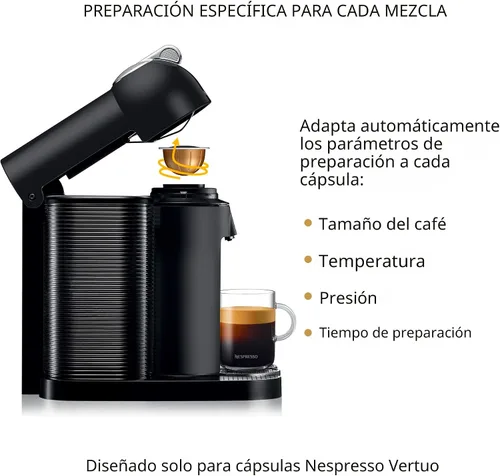Miniatura 7 de Nespresso Vertuo Cafetera de café y espresso de Breville, color negro mate con espumador de leche Aeroccino