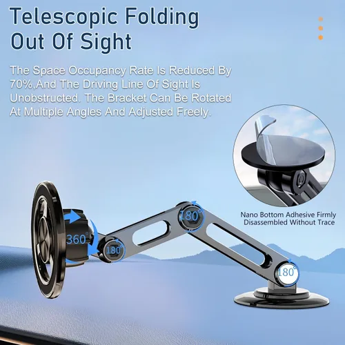 Miniatura 4 de Soporte magnético universal de 360° PRO para teléfono celular, soporte magnético plegable de aleación para teléfono celular para automóvil