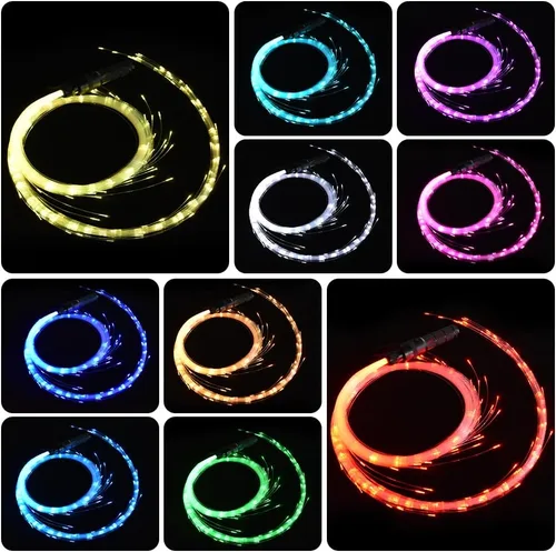 Miniatura 2 de Firework Látigo de fibra óptica, luz LED para bailar, juguete giratorio de 360°, 40 modos de efecto de color, ligero y portátil para fiestas al aire