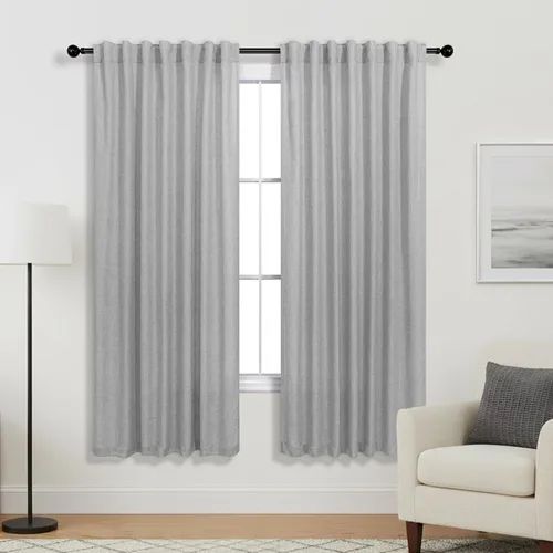 Miniatura 49 de KOUFALL Cortinas de lino azul marino de 84 pulgadas de largo, cortinas transparentes azul oscuro para sala de estar y dormitorio, medianoche