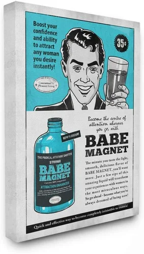 Stupell Industries Babe Magnet Vintage Comic Book Funny Blue, diseño del artista Ester Kay arte de pared, 16 x 1.5 x 20 pulgadas, lienzo