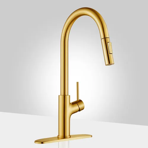 Miniatura 7 de Achelous Grifo de cocina negro y dorado con rociador magnético extraíble, grifos de fregadero de cocina de acero inoxidable extraíbles rv, de una