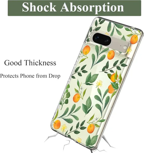 Miniatura 5 de Unov - Funda compatible con Pixel 7, diseño transparente de TPU suave, absorción de impactos, delgada, patrón labrado, cubierta protectora trasera