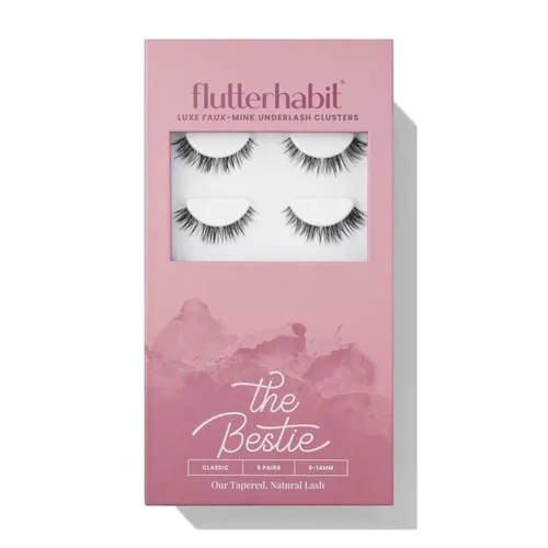FlutterHabit The Bestie prepTECH - 6 pares de extensiones de pestañas inferiores, racimos de pestañas cónicas de 0.35 a 0.55 pulgadas,