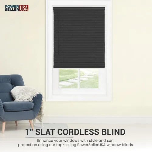 Miniatura 2 de PowerSellerUSA Persianas sin cordones, privacidad y filtro de luz, listones de 1 pulgada de vinilo, tratamiento de ventana anti-UV, se adapta a