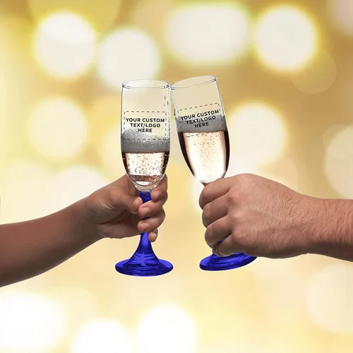 Miniatura 7 de DISCOUNT PROMOS Juego de 100 copas de champán personalizadas Premiere de 6.25 onzas, paquete a granel personalizado, elegante vaso para bodas