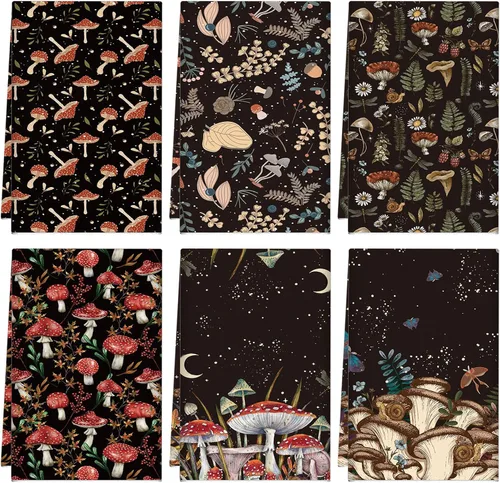 Miniatura 12 de Zubebe Paquete de 6 toallas de cocina bohemias de 18 x 28 pulgadas, toallas de cocina absorbentes con diseño de hongos y luna celestial, regalos