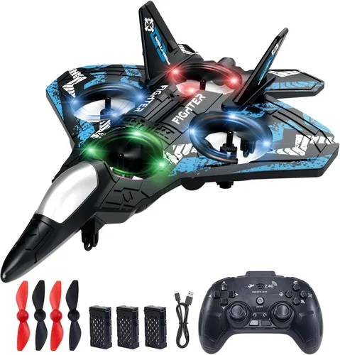 Miniatura 8 de Drones para niños con forma de avión a control remoto, avión de control remoto, aviones para niños y niñas, drones helicópteros con luces LED