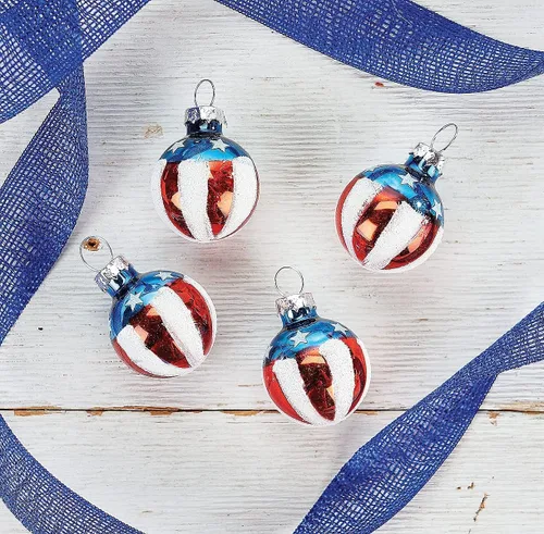 Miniatura 5 de Lillian Vernon Americana - Adornos patrióticos de vidrio soplado – Decoración de árbol colgante hecha a mano, decoración redonda americana