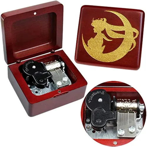 Caja de música Sinzyo Sailor Moon con mecanismo de madera tallada clásica, de dar cuerda, caja de música regalo para Navidad, cumpleaños, día de San