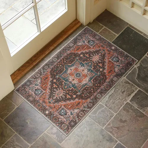 Miniatura 45 de Collive Tapete lavable para puerta de interior, antideslizante, alfombra de entrada retro de 20 x 32 pulgadas, tapete de entrada de absorción Multi