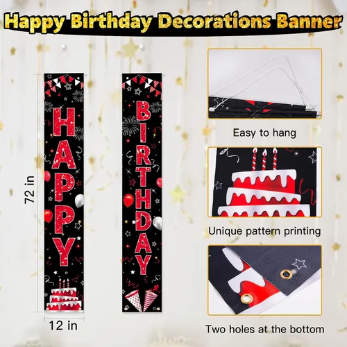 Miniatura 4 de Cartel de decoración de cumpleaños, letrero de puerta de feliz cumpleaños para hombres, mujeres, niños y niñas, ideal para decoración de cumpleaños