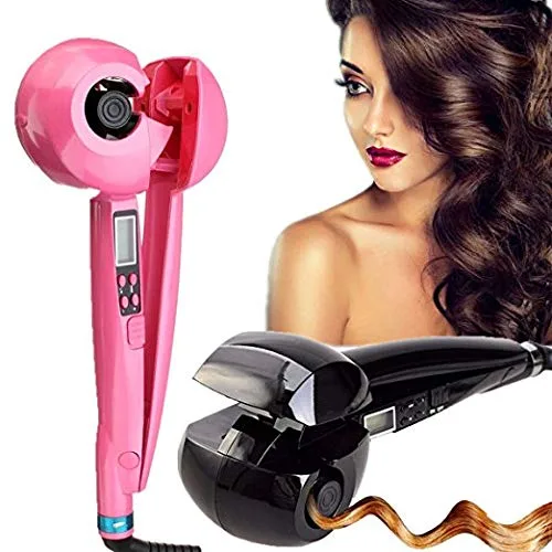 Miniatura 8 de Máquina de rizador de cerámica automática Temperatura de voltaje universal ajustable, rizador de pelo profesional Máquina de cerámica giratoria Negro