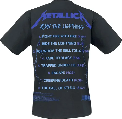 Miniatura 2 de Metallica Camiseta de hombre Ride The Lightning Tracks (impresión trasera) Slim Fit Negro