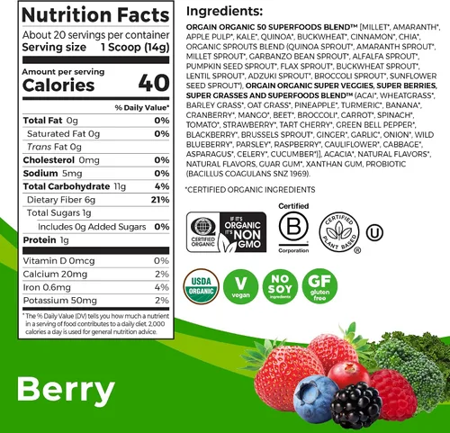 Miniatura 6 de Orgain Polvo de Colágeno Hidrolizado + Superalimentos y Polvo de Superalimentos Verdes Orgánicos - 1 lb y 0.62 lb