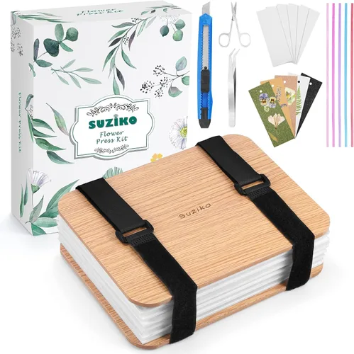 Miniatura 8 de Suziko Kit profesional de prensa de flores de 6 capas de 6.3 x 8.3 pulgadas, marrón, kit de prensado de flores para adultos y niños, gran regalo