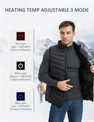 Miniatura 3 de Men's Heated Vest with Battery Pack, USB Electric Heating Vest Winter Lightweight Heated Jacket Vests for Men Women