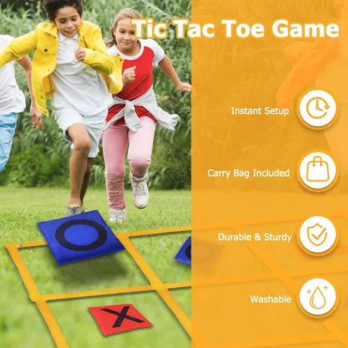 Miniatura 4 de Juego de Tic Tac Toe – 4 pies x 4 pies para patio al aire libre gigante Tic Tac Toe para patio trasero, campamento, césped, portátil, sin montaje