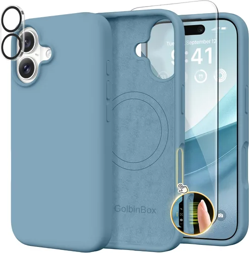 Miniatura 142 de GolbinBox Funda magnética para iPhone 17, compatible con MagSafe, cubierta de silicona integrada para control de cámara, funda de silicona líquida a