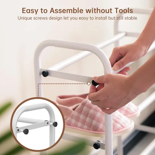 Miniatura 3 de Gonfoam Zapatero expandible de 2 niveles, estante ajustable para zapatos, organizador de almacenamiento de metal resistente, zapatero de pie