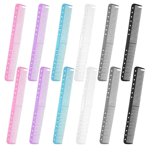 12 peines de corte para estilistas profesionales, resistentes al calor, peines de peluquería de dientes finos de fibra de carbono, peine de corte de