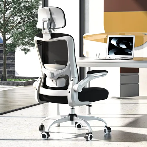 Miniatura 13 de Silla de oficina ergonómica, silla de escritorio con respaldo alto y soporte lumbar ajustable, respaldo de malla transpirable, capacidad de 330