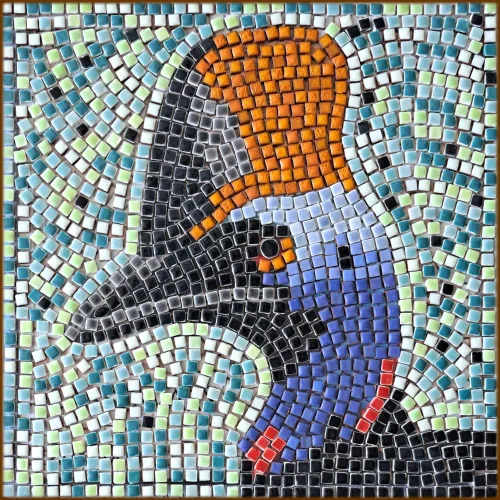 Miniatura 45 de Mosaicos hechos a mano fáciles con nuestro kit de manualidades de mosaico para adultos, delfín cuadrado de 7 pulgadas (20cm)