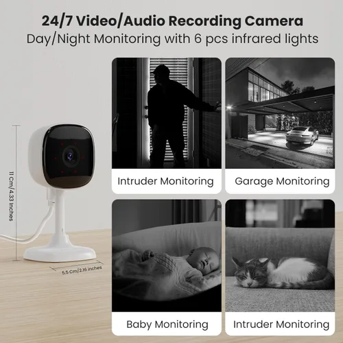 Miniatura 7 de AMOROM Paquete de 2 cámaras de seguridad con cable 1080P para interiores, cámaras interiores para el hogar, para perros, gatos, mascotas, niñeras