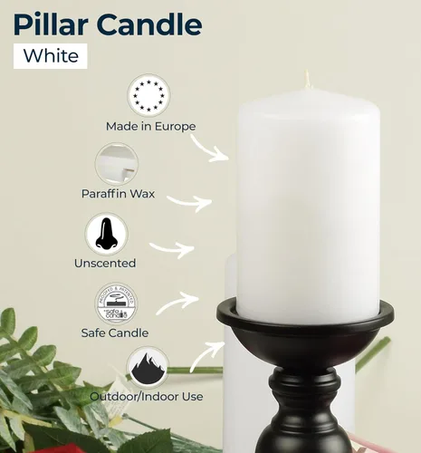 Miniatura 2 de HYOOLA Velas de pilar blancas 2x3 pulgadas - Paquete de 12 velas de pilar sin perfume a granel - Fabricadas en Europa