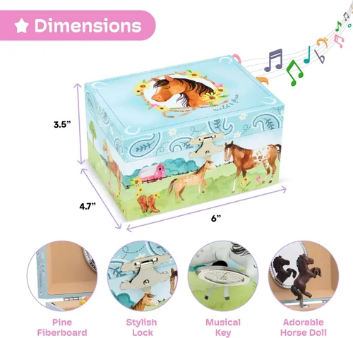 Miniatura 24 de Jewelkeeper Joyero para niñas – Muñeca bailarina negra y caja de música – Swan Lake Tune – Organizador de joyas – 6 x 5 x 4 pulgadas