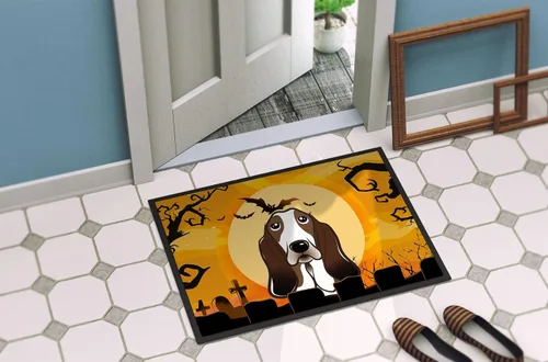 Miniatura 4 de Caroline's Treasures BB1801MAT - Felpudo de Halloween Basset Hound de 18 x 27 pulgadas, tapete para puerta delantera, interior y exterior