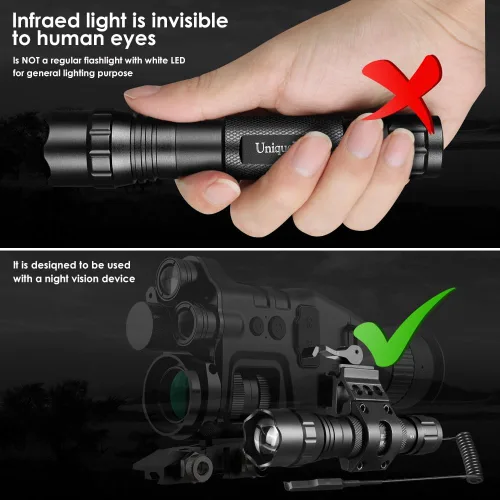 Miniatura 4 de 501F Vcsel 850nm IR iluminador luces de la linterna para visión nocturna Zoomable infrarrojos linterna iluminador con control dual interruptor