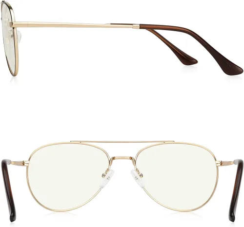 Miniatura 3 de Lentes de lectura de aviador para hombres y mujeres, lentes de bloqueo de luz azul, patillas de primavera negro en dorado