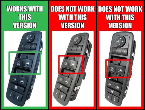Miniatura 6 de SWITCHDOCTOR Interruptor maestro de ventana para Dodge Ram 1500 2500 2013-2015 (Luces verdes, Cabina cuádruple, Cabina crew)
