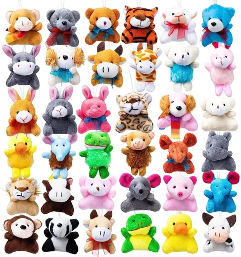 JOYIN Paquete de 72 Mini Juguetes de Peluche de Animales Surtidos (72 Unidades de 3" Cada Una), Animales de Peluche a Granel Recuerdos de Fiesta