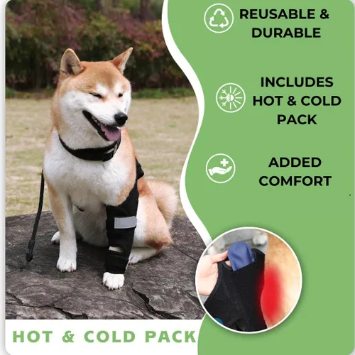 Miniatura 4 de Rodillera universal para perro con paquete de terapia de frío/calor, ajustable, transpirable, collar extra cómodo con soporte estabilizador