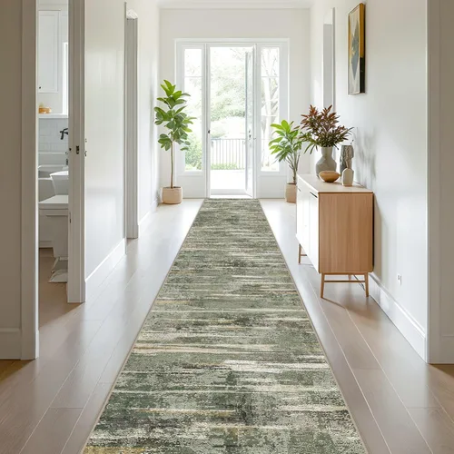 Miniatura 55 de Alfombra lavable para pasillo de 3 x 12 pulgadas, alfombras abstractas modernas con parte trasera antideslizante, alfombra ultra suave para cocina