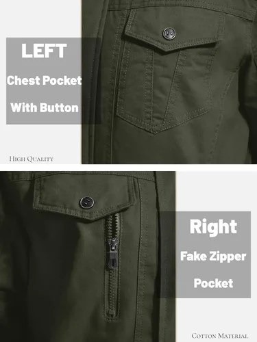 Miniatura 6 de MAGCOMSEN Chaqueta de invierno para hombre, con forro polar, chaqueta de trabajo de lona encerada, chaquetas cálidas de sherpa, chaqueta militar