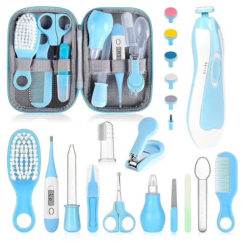 Miniatura 11 de Kit de aseo para bebés, juego de cuidado de seguridad infantil con cepillo para el cabello, peine cortaúñas, aspirador nasal, kit esencial