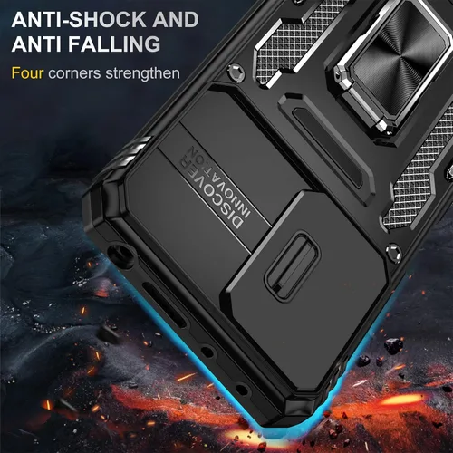 Miniatura 4 de Wefor XiaoMi RedMi Note 11 (4G) - Funda con cubierta para cámara deslizante, soporte de anillo magnético de 360° mejorado grado militar a prueba