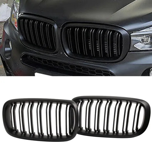 Miniatura 19 de Parrilla Frontal de Listones Individuales Compatible con X5 G05 2019 2020 2021 2022 2023 (Parrilla de Riñón Negra Brillante)