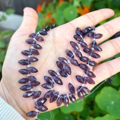 Miniatura 2 de 200pcs Checa 0.472 in Lágrima facetada Briolette Cristal Perlas Sueltas Colgante Separador de Gota a Granel Amatista Púrpura para DIY Joyería