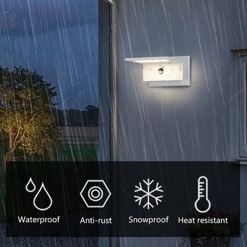 Miniatura 6 de Lustrlach Luces de pared para exteriores con sensor de movimiento, color blanco, para casa, moderna, LED, impermeable, de aluminio, para montaje