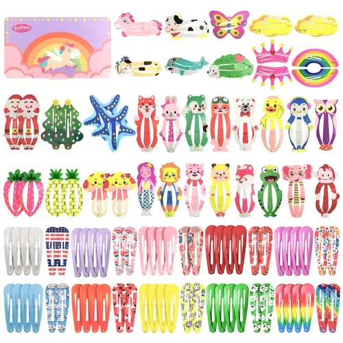 Funtopia - 100 pinzas para el cabello, lindas pinzas para mujeres, adolescentes, niñas, niños, coloridas, sin deslizamientos, de metal, frutas,