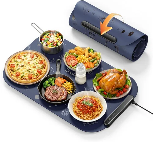 Tapete de calentamiento de alimentos de 24 x 16 pulgadas, almohadillas de calentamiento de temperatura de 3 niveles para alimentos, almohadilla