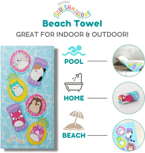 Miniatura 6 de Franco Squishmallows - Juego de edredón súper suave, toalla de playa y sábanas (7 piezas)